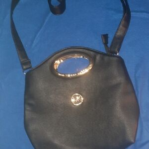 MK Black Shoulder Bag with Gold Accents